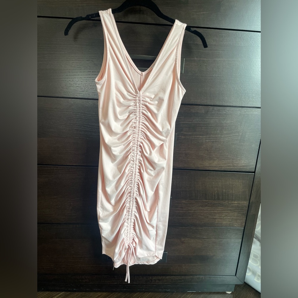 Fashion Nova Pink Ruched Bodycon Dress